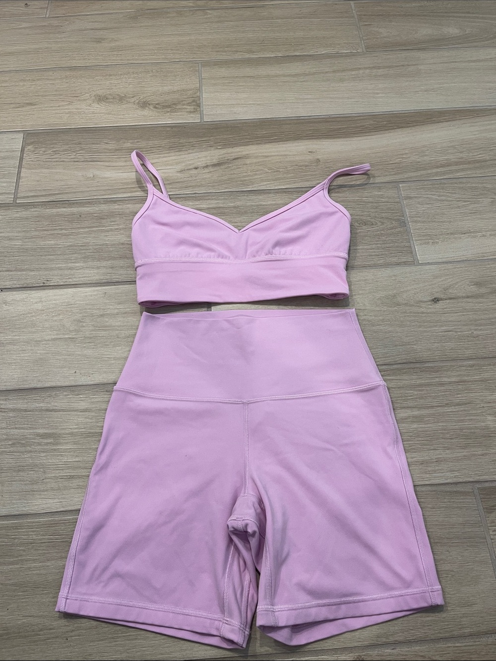 Lululemon Align Set Sweetheart Bra + High Rise Shorts 6” Vita Pink Sz 6